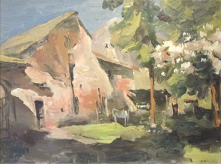 Hermann Knecht &ndash; Pedrazzinis Hof mit Stall, bei Tenero, 1927